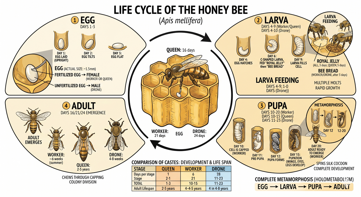 Bee Transformation The Life Cycle of a Bee: From Egg to Honey Maker Explained Simply β K&A ...